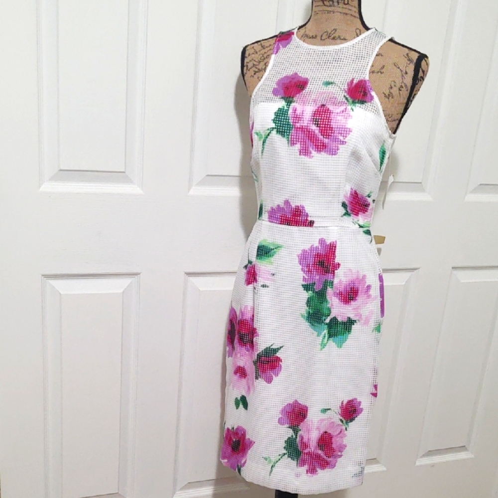 Katherine Kelly Floral Pink and White Dress | Size 4